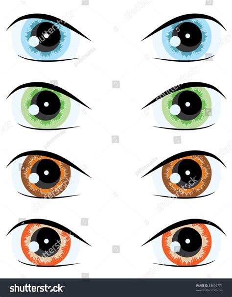 Vektor Stok Cartoon Eyes Different Colors Vector Set Tanpa Royalti