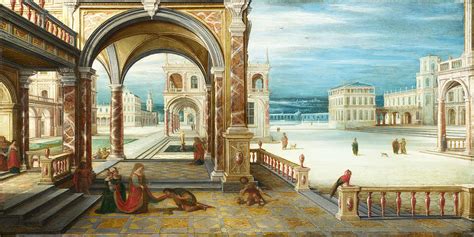 The Courtyard Of A Renaissance Palace Painting By Hendrick Van