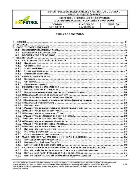 EDP ET 344 Bases Y Criterios DE Diseño Especialidad Eléctrica