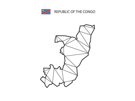 Mosaic Triangles Map Style Of Republic Of The Congo Isolated On A White