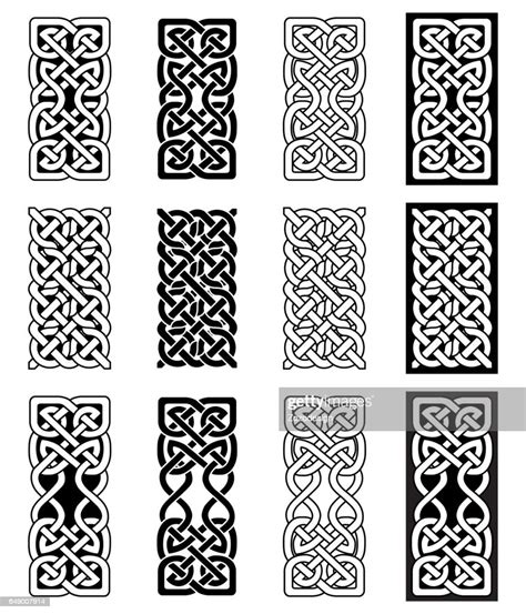 Celtic Style Endless Knot Rectangle Symbols In White And Black Inspired