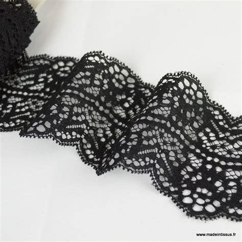 Tissu Galon Dentelle Elastique Noir 7 8cm