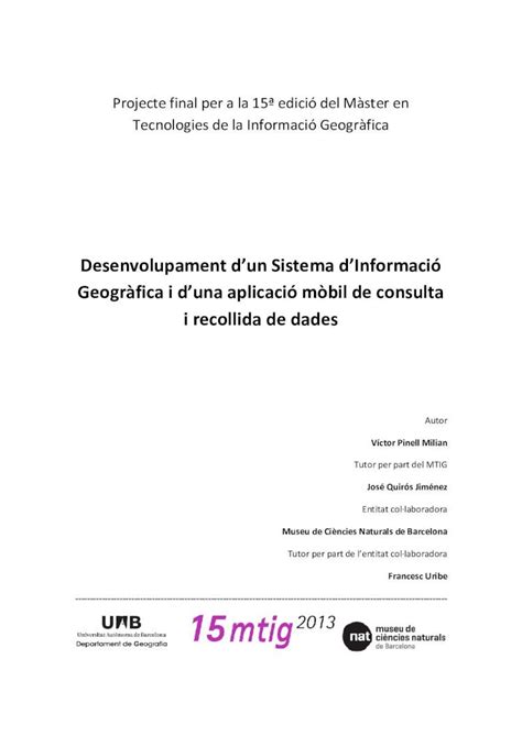 PDF Desenvolupament dun Sistema dInformaió Geogràfia i duna