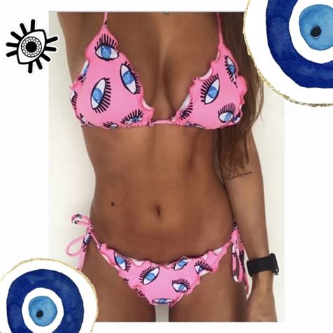 Analu Swim Swim Nwt Pink Blue Lucky Eye Sexy Bikini Set Poshmark