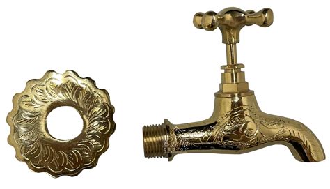 Moroccan Engraved Brass Water Faucet With Brass Plate From Badia Design Inc