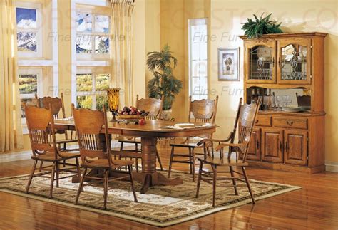 Nostalgia 7 Piece Double Trestle Dining Set With Press Back Chairs In