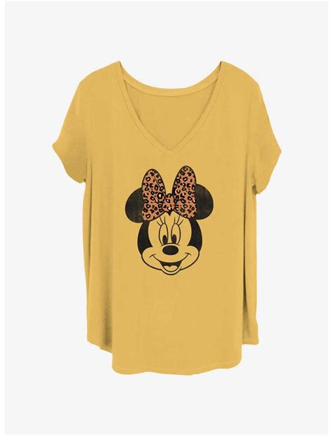 Disney Minnie Mouse Leopard Bow Girls T Shirt Plus Size Yellow Hot