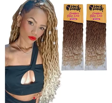 Cabelo Goddess Faux Locs Crochet Black Beauty 2 Pacotes Parcelamento