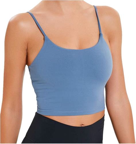 Damen Top Rmellos Shirt Basic Crop Tops Mit Brustpolster Einfarbige