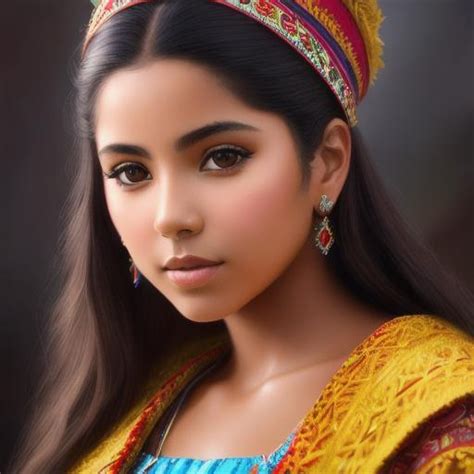 Beautiful Peruvian Girl Oil Painting Uhd 8k Very