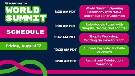 World Summit Speakers Schedule Technovation