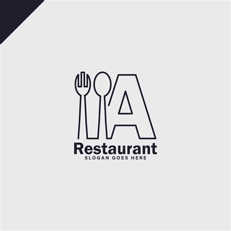 Premium Vector | Restaurant logo minimalistletter a logo with spoon and ...
