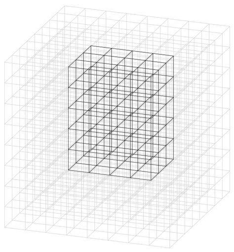 Tikz Pgf Drawing A Sub Cubic Grid Inside A Cubic Grid With Different