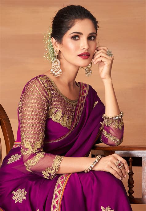 Purple Silk Festival Wear Saree 6203a