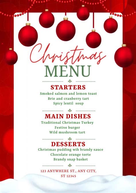 Christmas Menu Template Postermywall