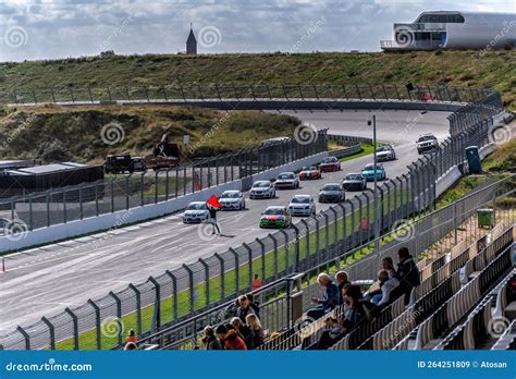 Racecars On Track Race Track Circuit Zandvoort Province Of North