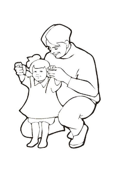 Coloriage Papa Apprend Sa Fille Marcher