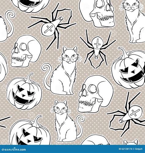 Halloween Seamless Pattern Design Stock Vector Illustration Of