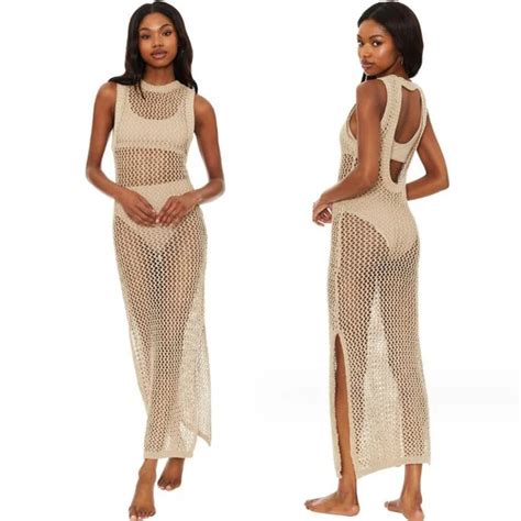 Women Sexy Crochet Bikini Cover Ups Beach Dress Sheer Long Cover Up