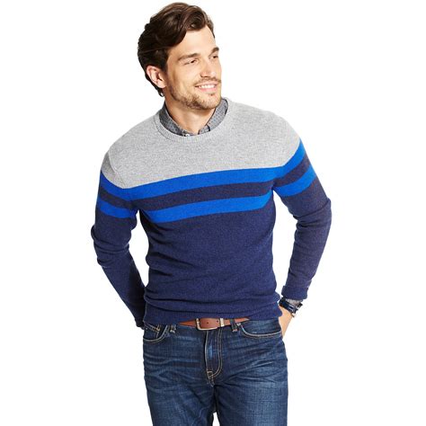 Tommy Hilfiger Wool Colorblock Stripe Sweater In Blue For Men Wading