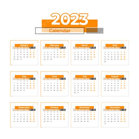 2023 Year Calendar Vector Png Images 2023 Calendar Full One Year 2023