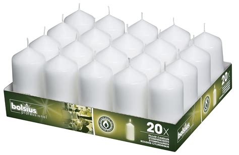 Amazon BOLSIUS Tray Of 20 White Wedding Party Pillar Candles