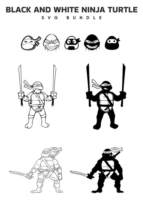 Black And White Ninja Turtle Svg Ninja Turtles Turtle Ninja