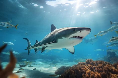 Premium Photo | Tiger sharks in tropical seas