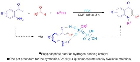 Hydrogen Bond Assisted Three Component Tandem Reactions To Access N Alkyl 4 Quinolones