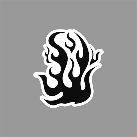 Hand Drawn Fire Illustration In Sticker Silhouette Of Flames For