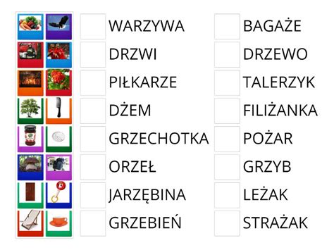 GŁOSKA Ż RZ W WYRAZACH KTÓRY WYRAZ NIE PASUJE Match up