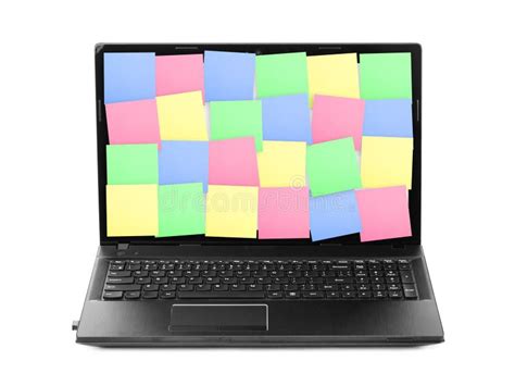 sticky note papers computer screen stock   royalty