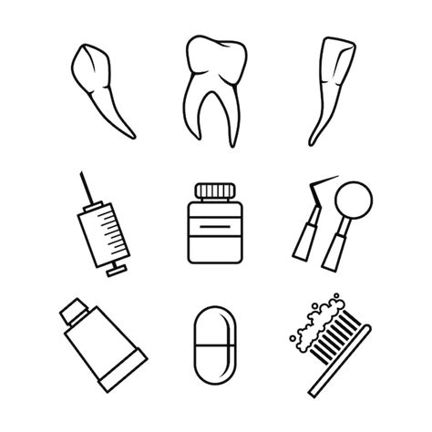 Premium Vector Dental Icons Set On White Background