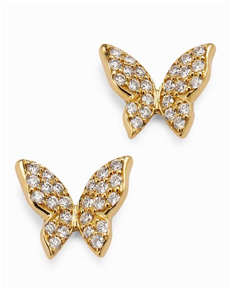 Lisa Nik Yellow Gold Diamond Butterfly Earrings