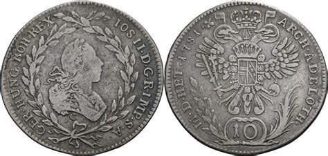 RDR 10 Kreuzer C Prag 1781 Joseph II 1765 1790 Fast Ss Seltener