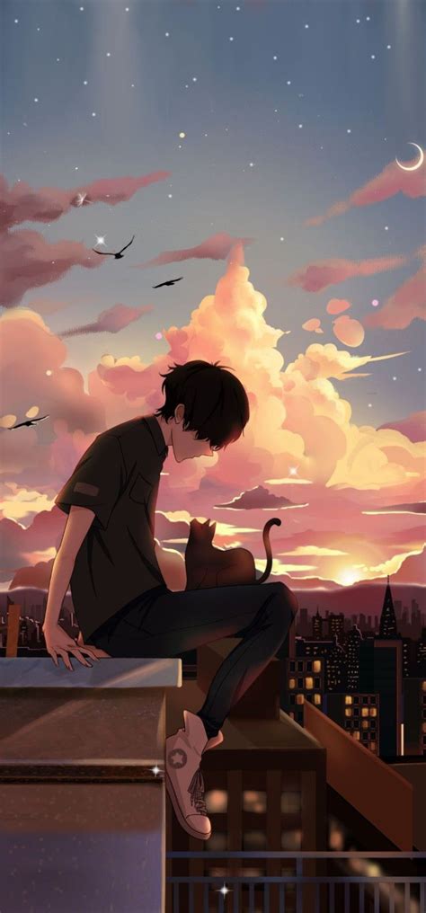 Anime Sunset Boy In 2022 Anime Artwork Wallpaper Anime Background