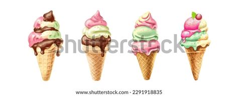 Ice Cream Watercolor Set Realistic Summer Stock Vector Royalty Free 2291918835 Shutterstock