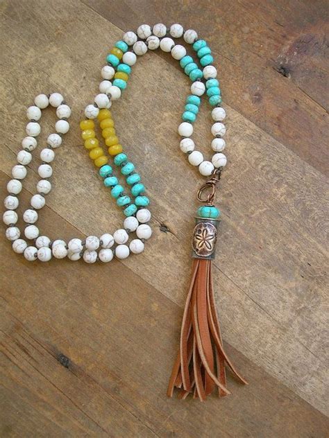 Beachy Tassel Necklace Summer Festival Boho Jewelry Sand Dollar