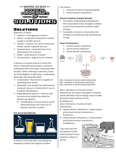 Solutions: Physical Properties - OF | PDF | Solution | Solubility