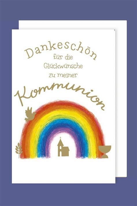 Kommunion Danksagungen Karte 5er Set Regenbogen Kirche 5 Grußkarten C6