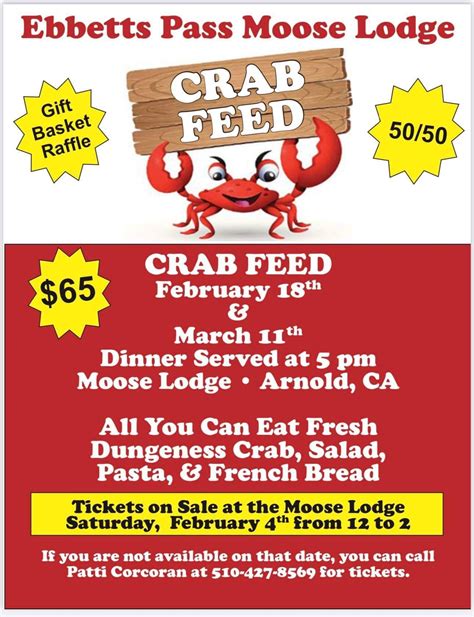 Ebbetts Pass Moose Lodge Crab Feed The Pine Tree