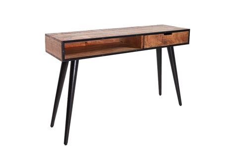 Console En Bois Massif Et Pied Noir M Tal Cm Cbc Meubles