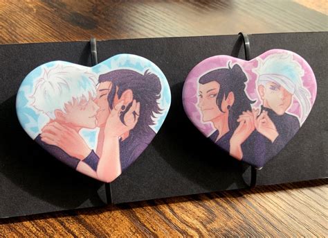 Satoru Gojo And Suguru Geto Satosugu Heart Button Badges Etsy Denmark