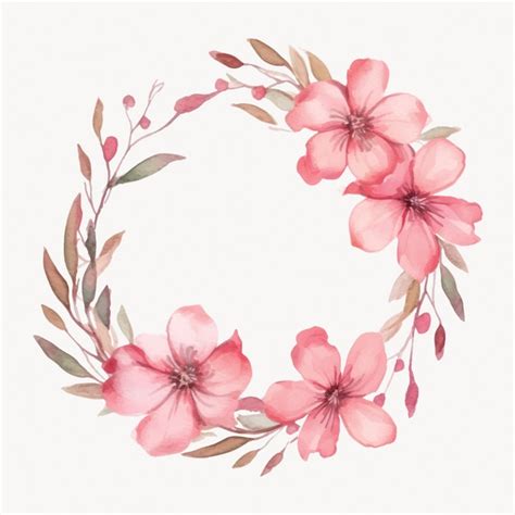 Delicate Floral Wreath Watercolor Art Premium AI Generated Vector