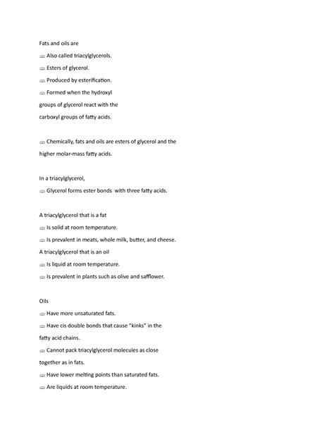 Lec Note 5 Lec Notes Fats And Oils Are Also Called Triacylglycerols