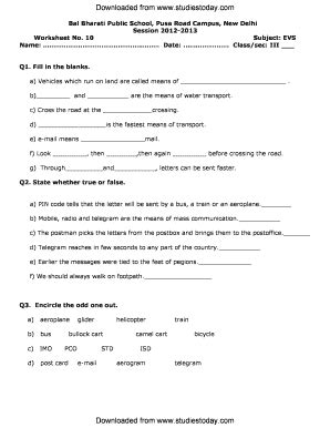 Evs Worksheets For Class Pdf With Answers Fill Online Printable