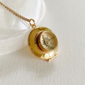 Compass Locket Necklace With Photos Gold Working Compass Pendant