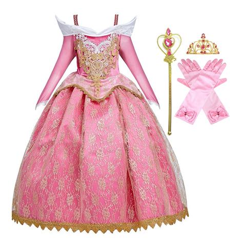 Buy Fmyfwy Girls Aurora Princess Dress Embroidered Lace Sleeping Beauty