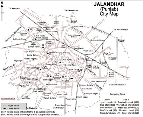 City map of Jalandhar showing sampling locations. | Download Scientific ...