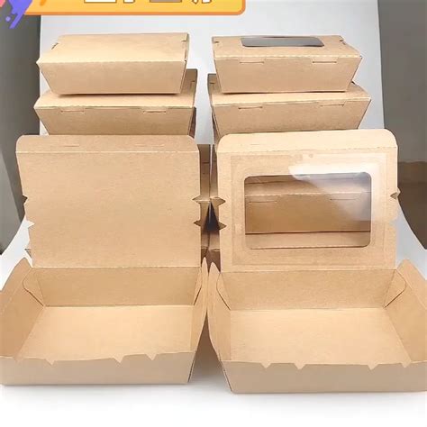 Factory Disposable Kraft Paper Lunch Food Salad Lunch Box With Window